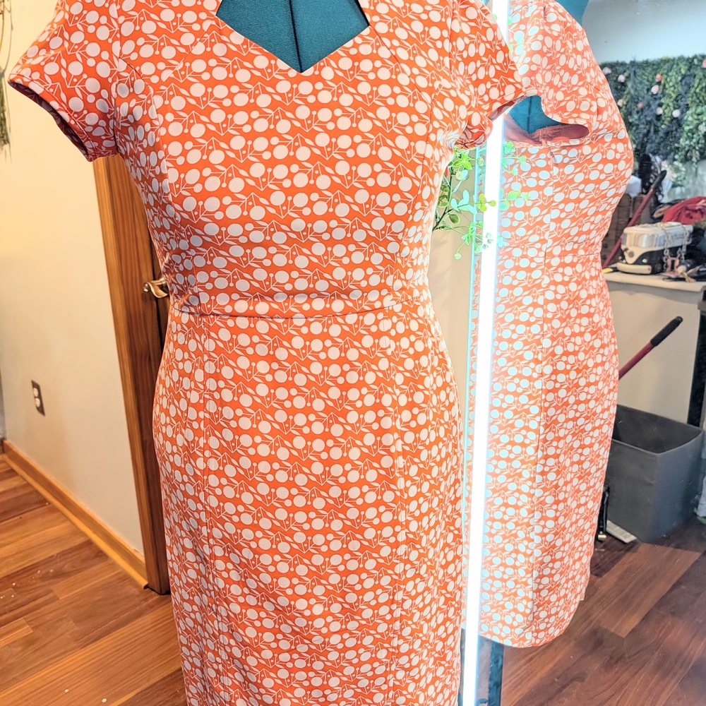 DownEast Orange and White Floral Midi Dress